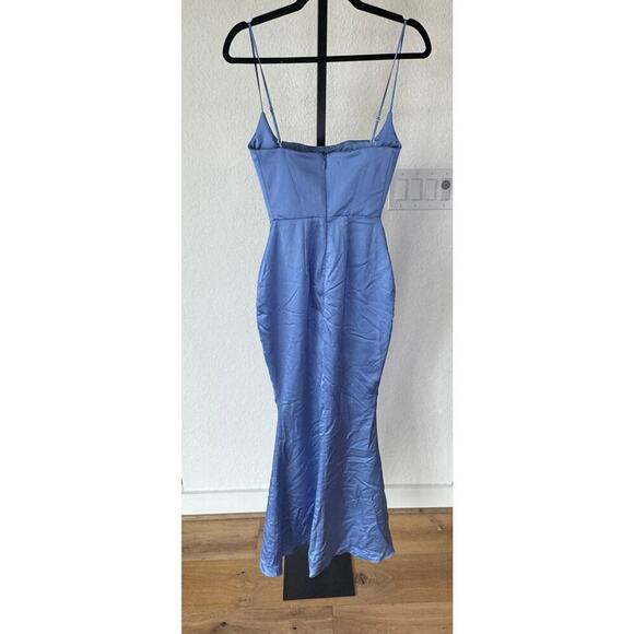 House of CB | BLUE | Olivette Satin Corset Maxi Dress - Picture 4 of 8